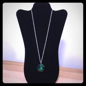 New! Faux emerald pendant necklace